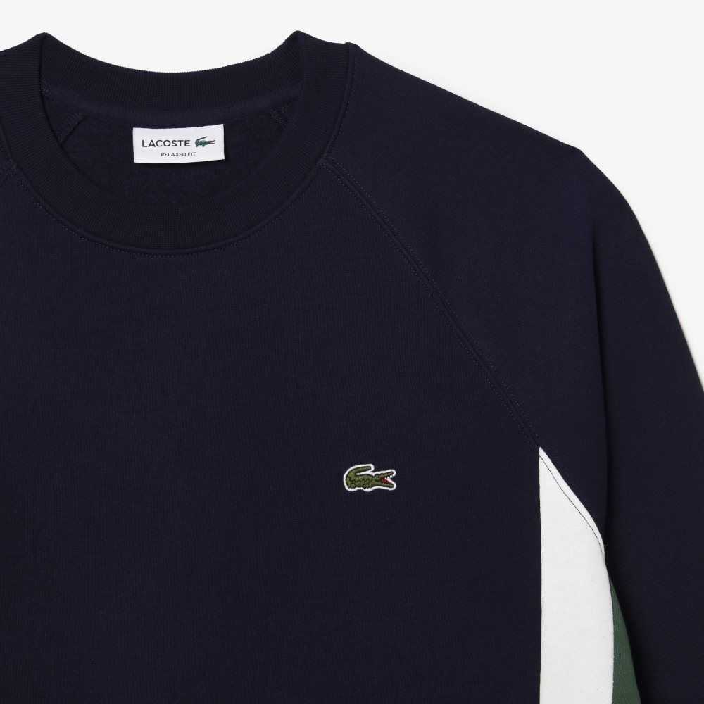 Lacoste Brushed Fleece Colorblock Marinblå Blå Gröna Vita | AVCIX-1470