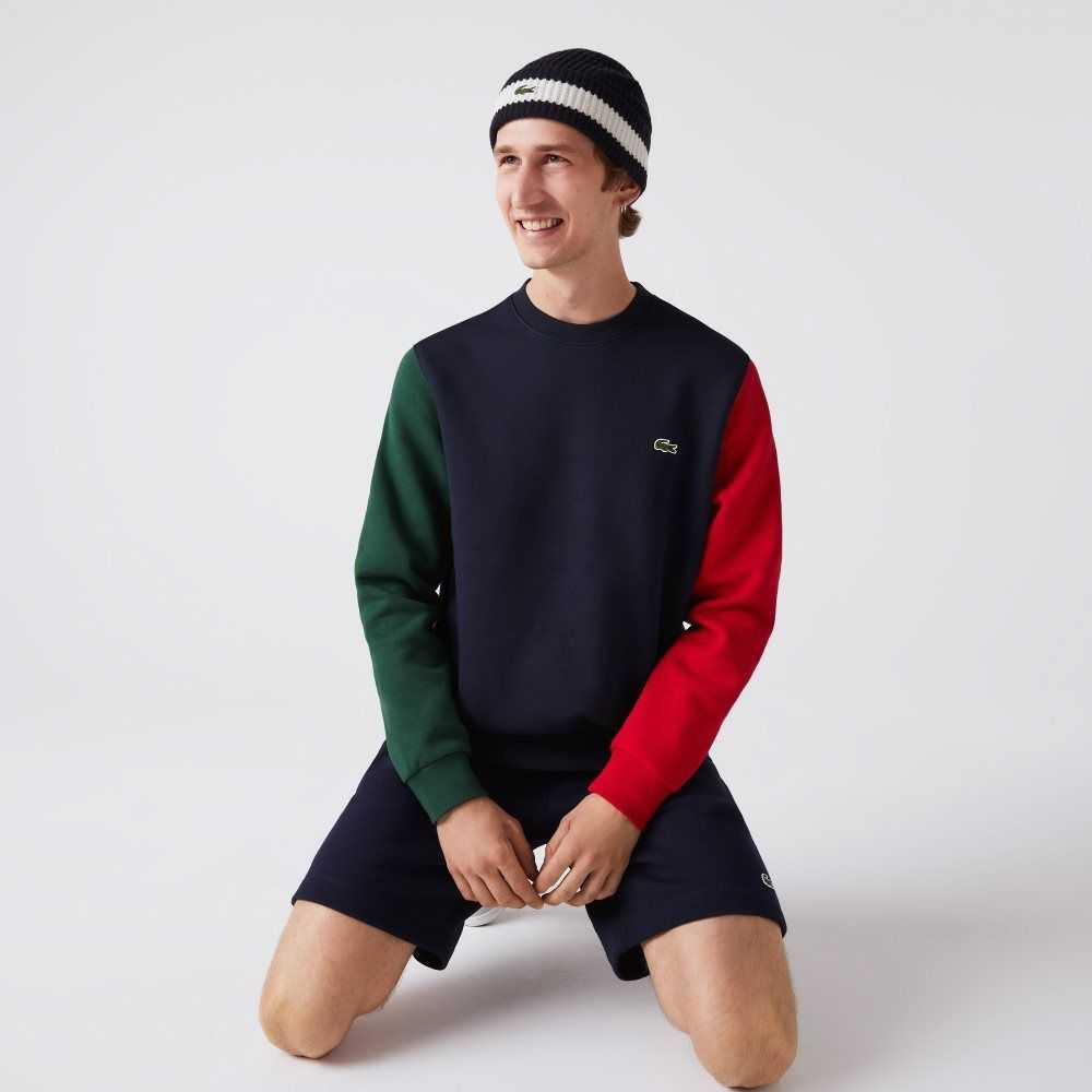 Lacoste Brushed Fleece Marinblå Blå Gröna Röda | BYTZU-0521