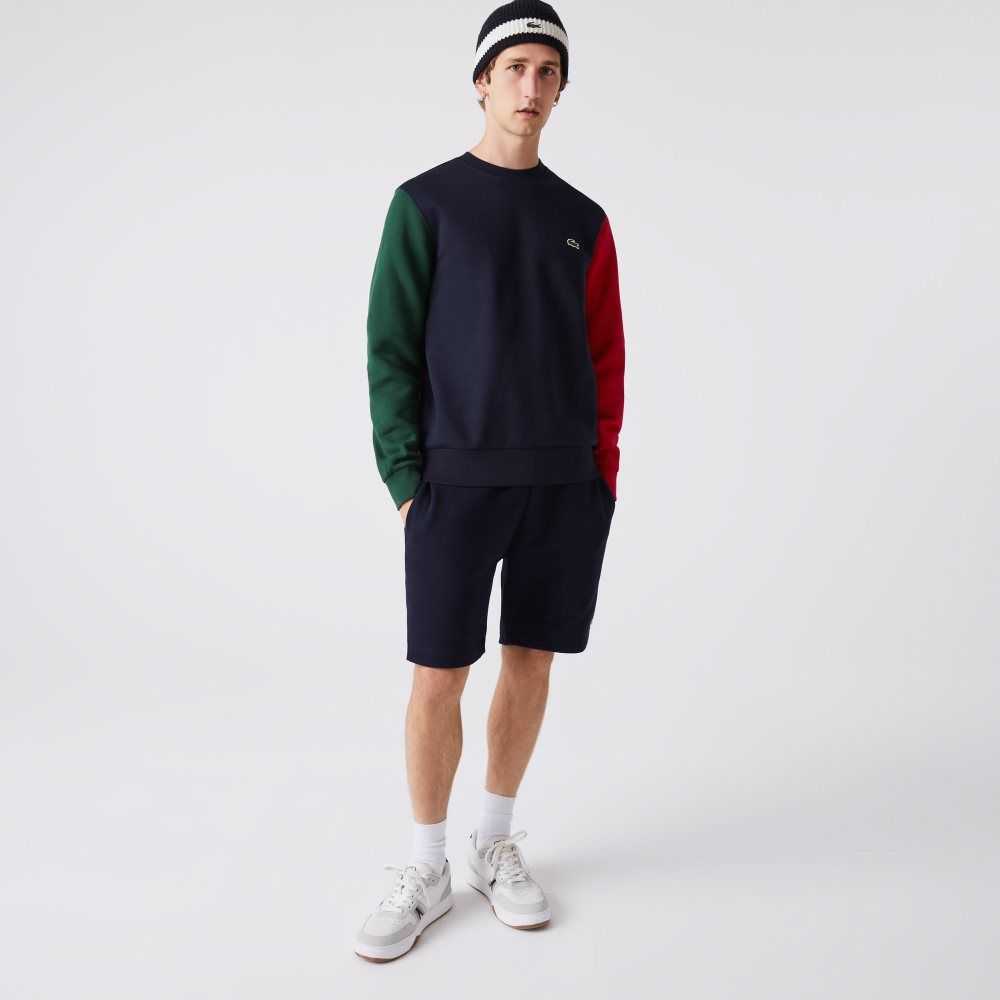 Lacoste Brushed Fleece Marinblå Blå Gröna Röda | BYTZU-0521