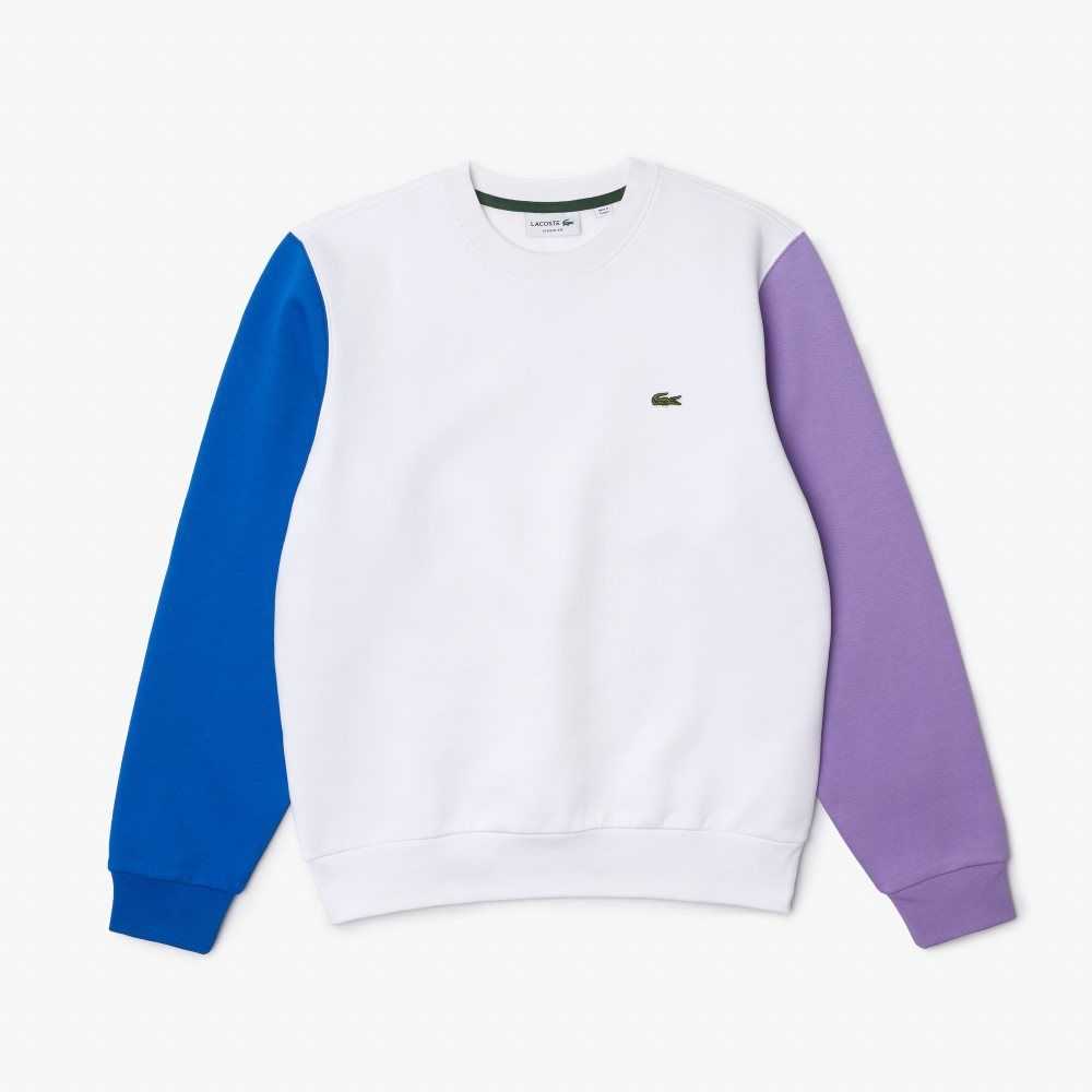 Lacoste Brushed Fleece Vita Blå Lila | TDUHL-4183