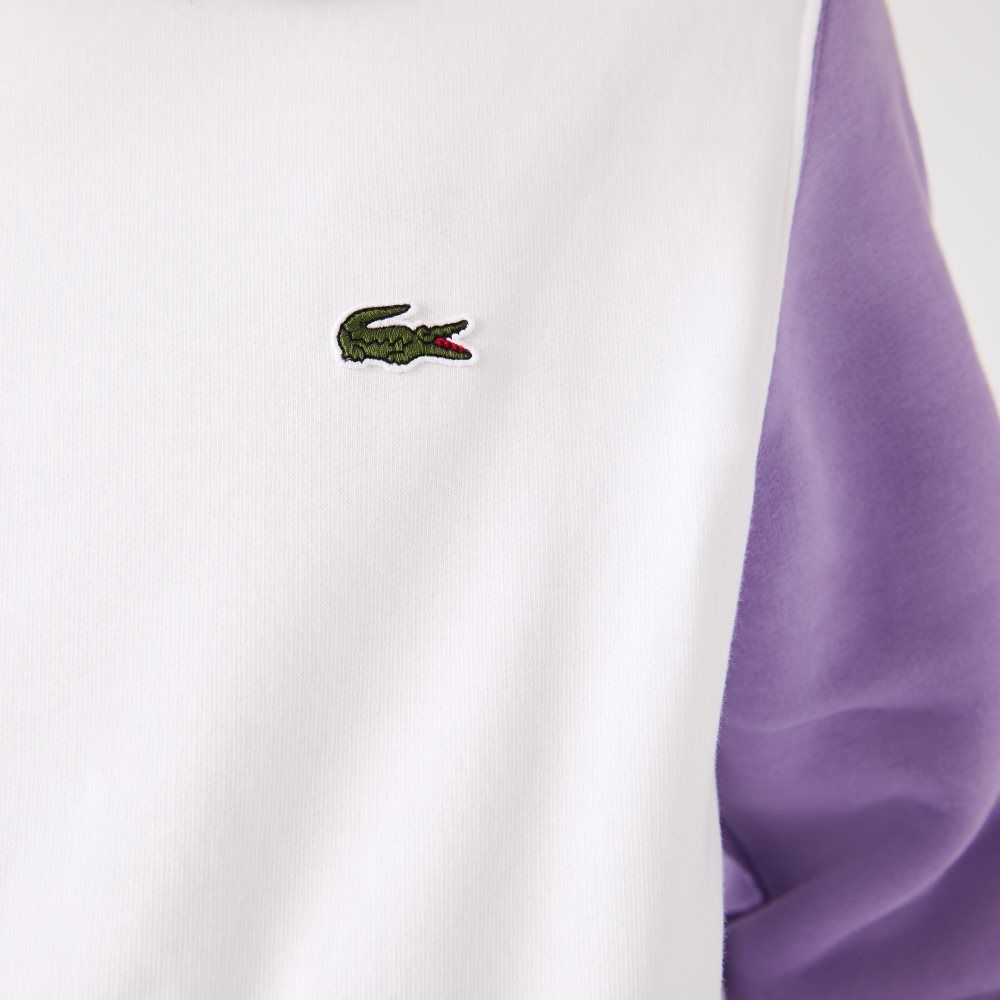 Lacoste Brushed Fleece Vita Blå Lila | TDUHL-4183