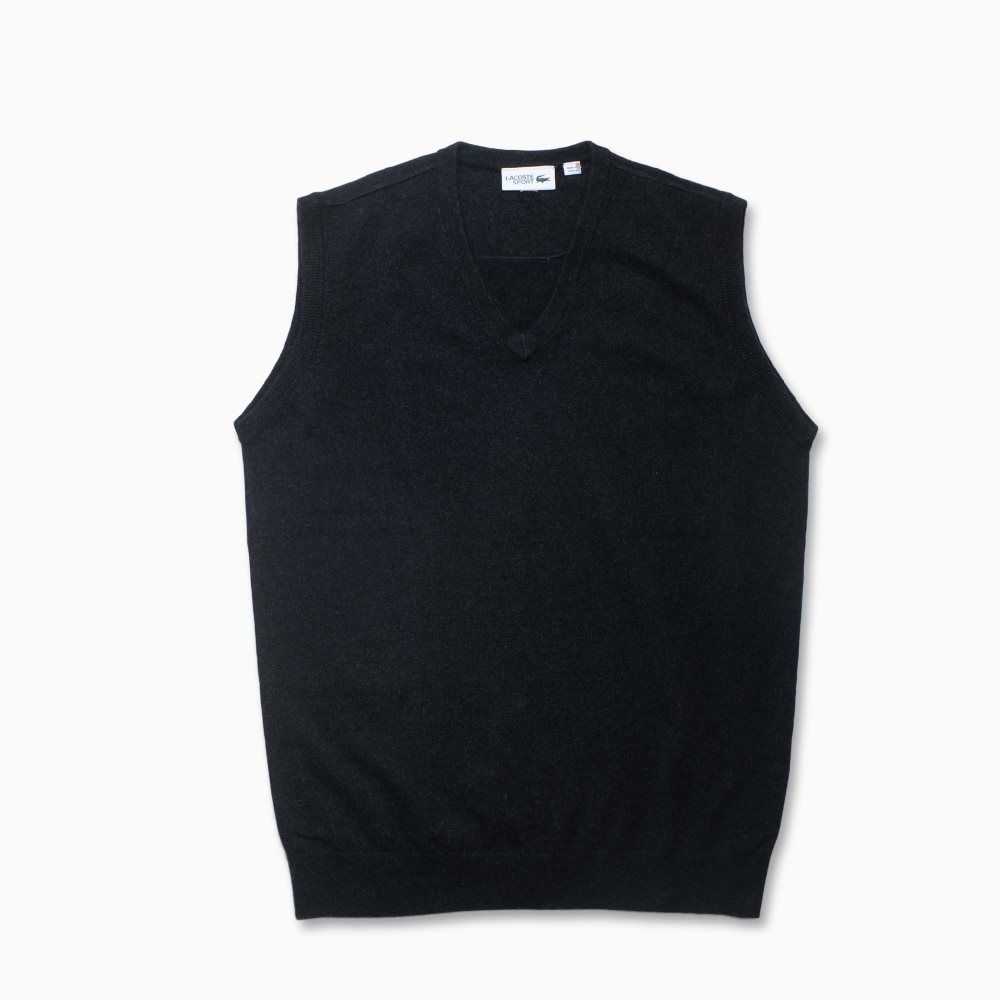 Lacoste Cashmere Vest Svarta | YLJZW-5417