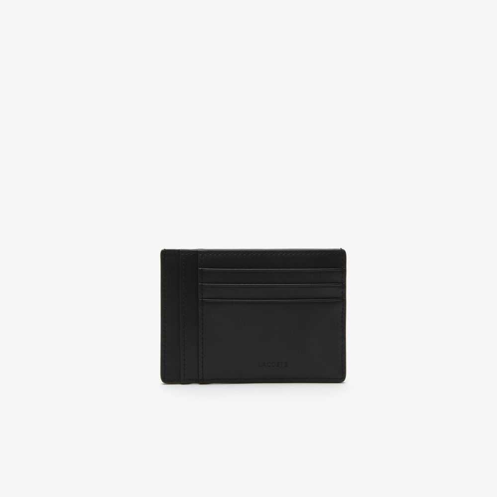 Lacoste Chantaco Calfskin Läder Card Holder Svarta | INJTS-8209