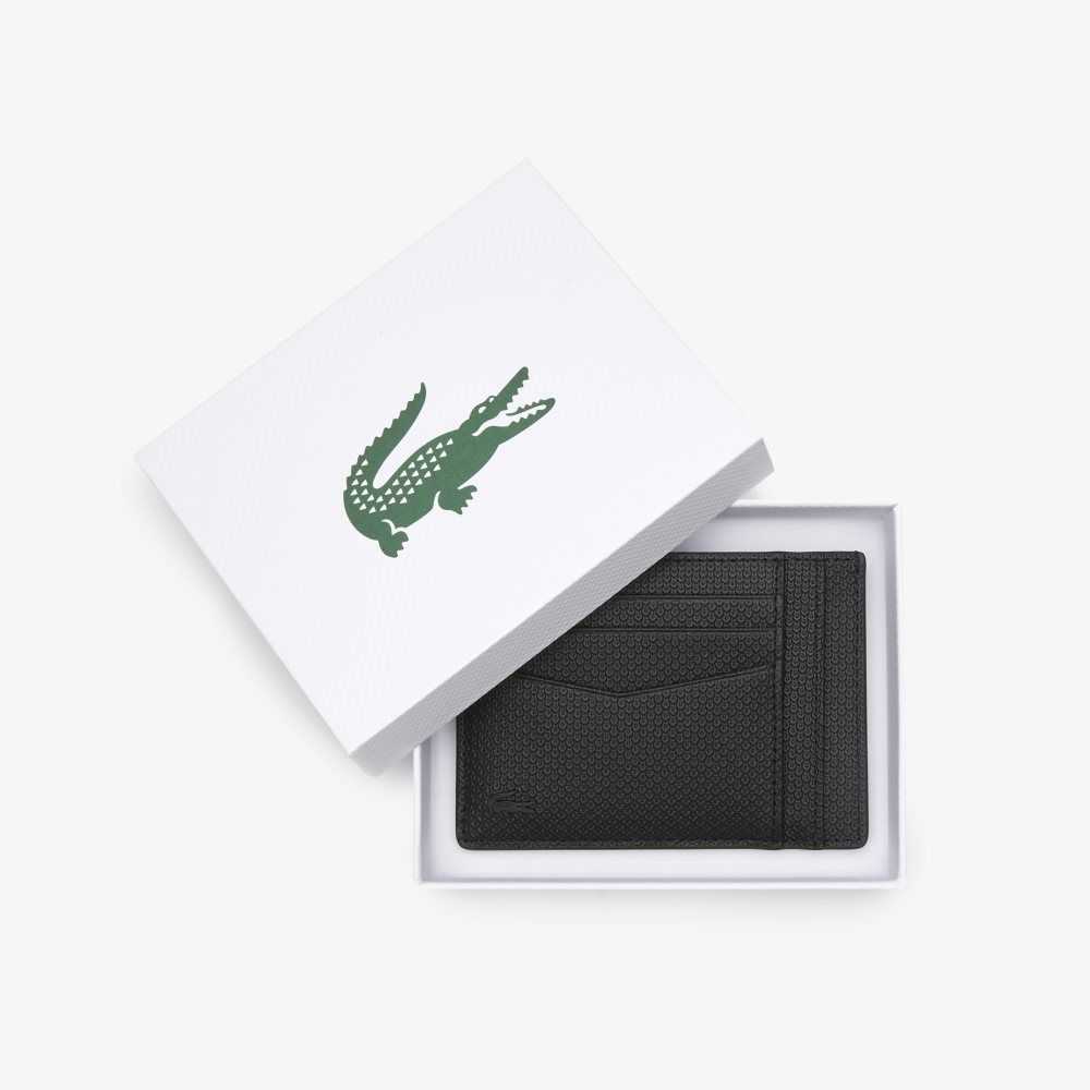 Lacoste Chantaco Calfskin Läder Card Holder Svarta | INJTS-8209