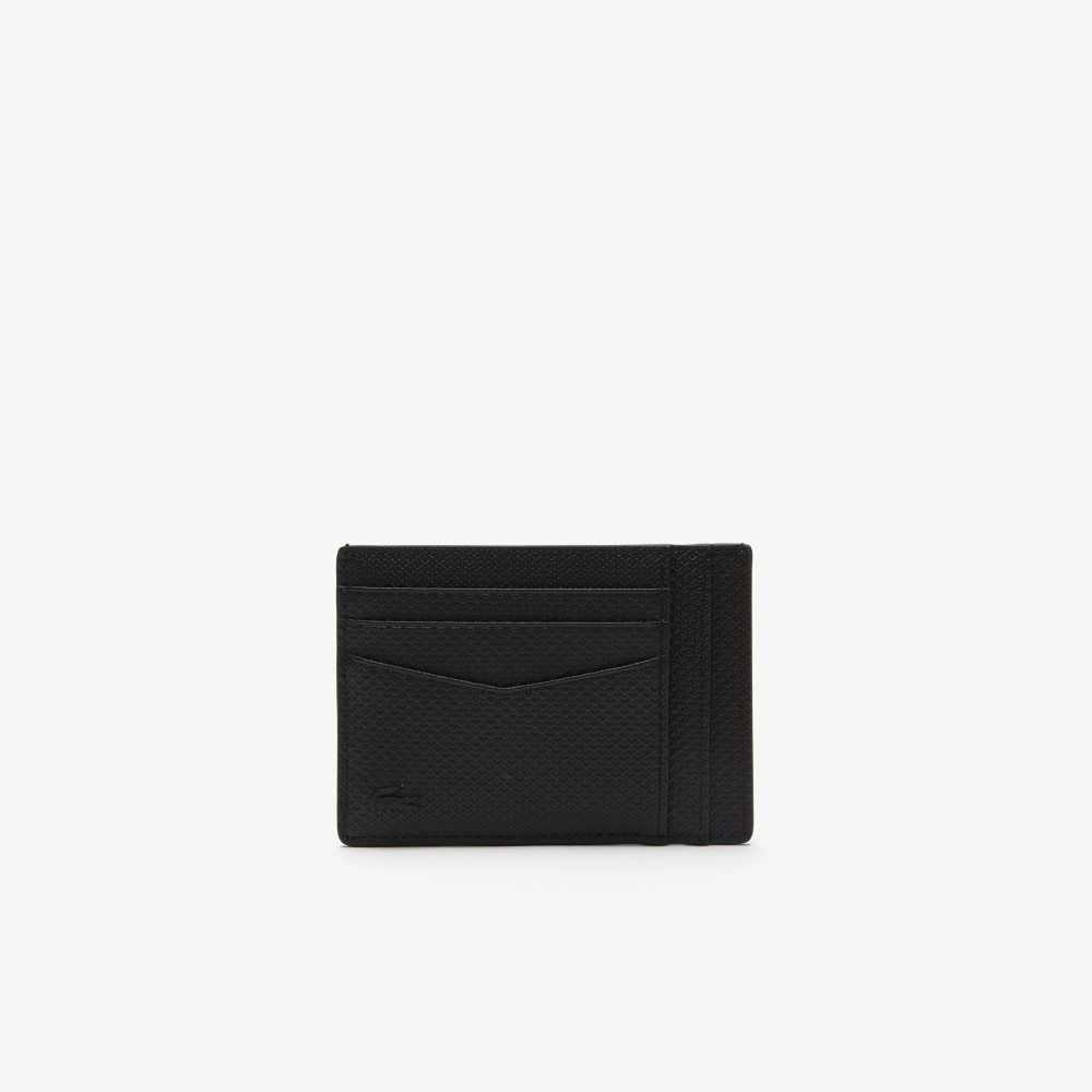 Lacoste Chantaco Calfskin Läder Card Holder Svarta | INJTS-8209