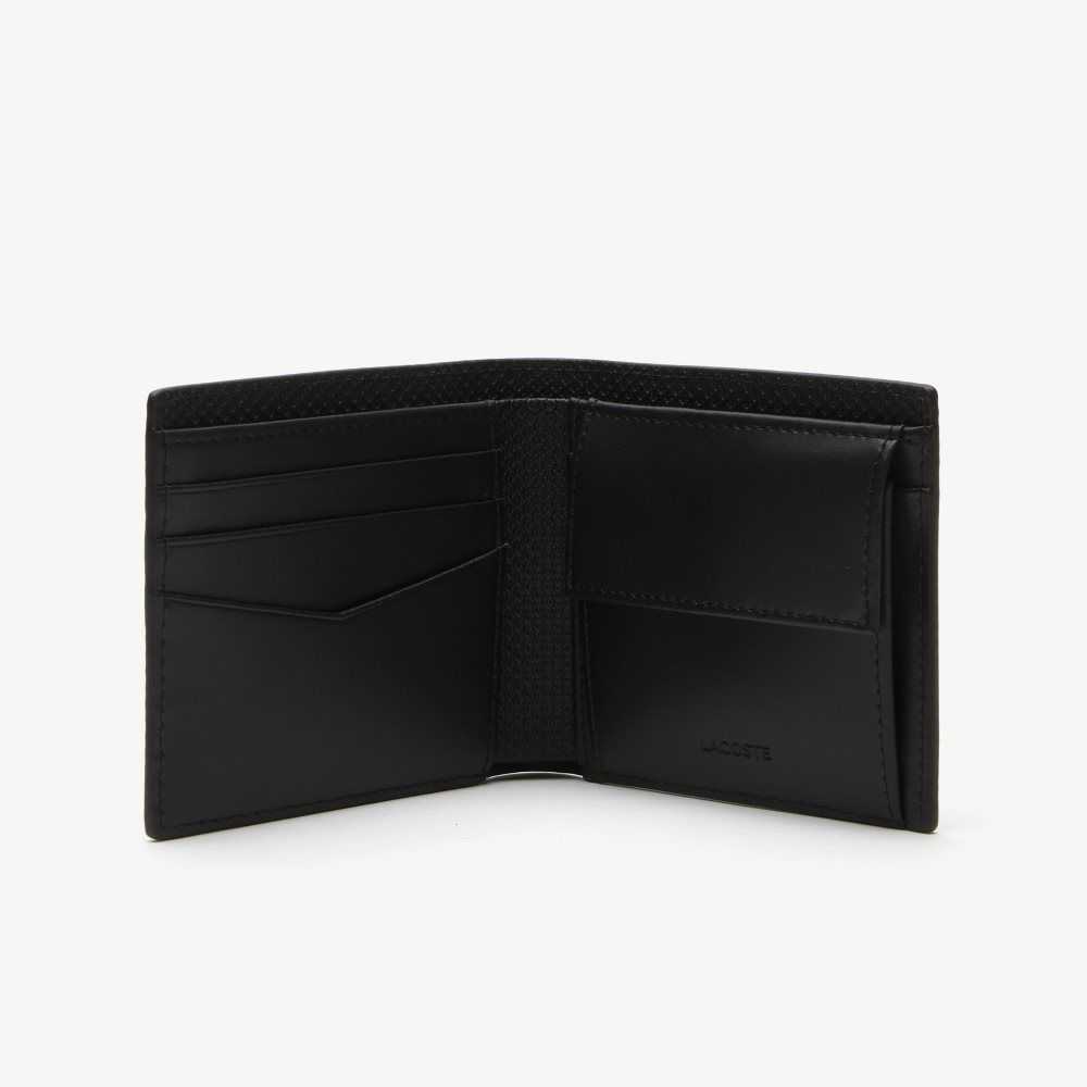 Lacoste Chantaco Calfskin Läder Wallet Svarta | IGMFK-4695