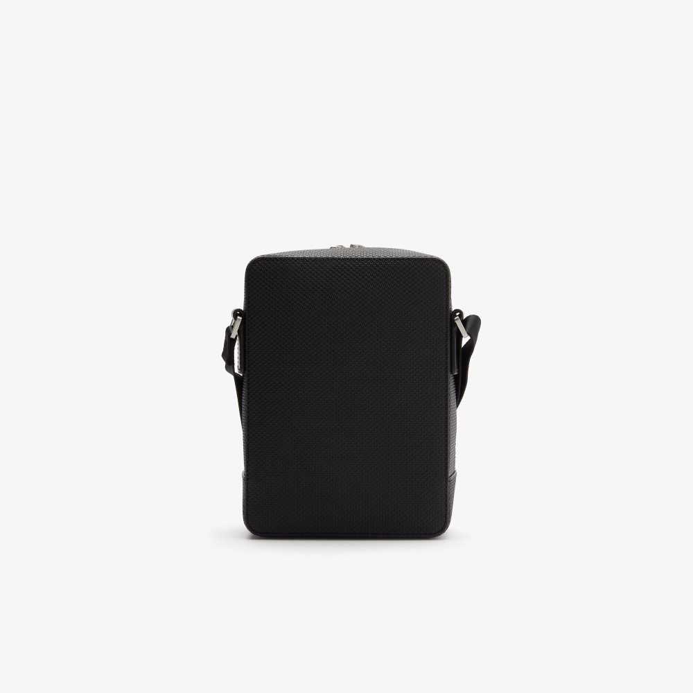 Lacoste Chantaco Matte Stitched Läder Vertical Camera Svarta | JCBXP-8719