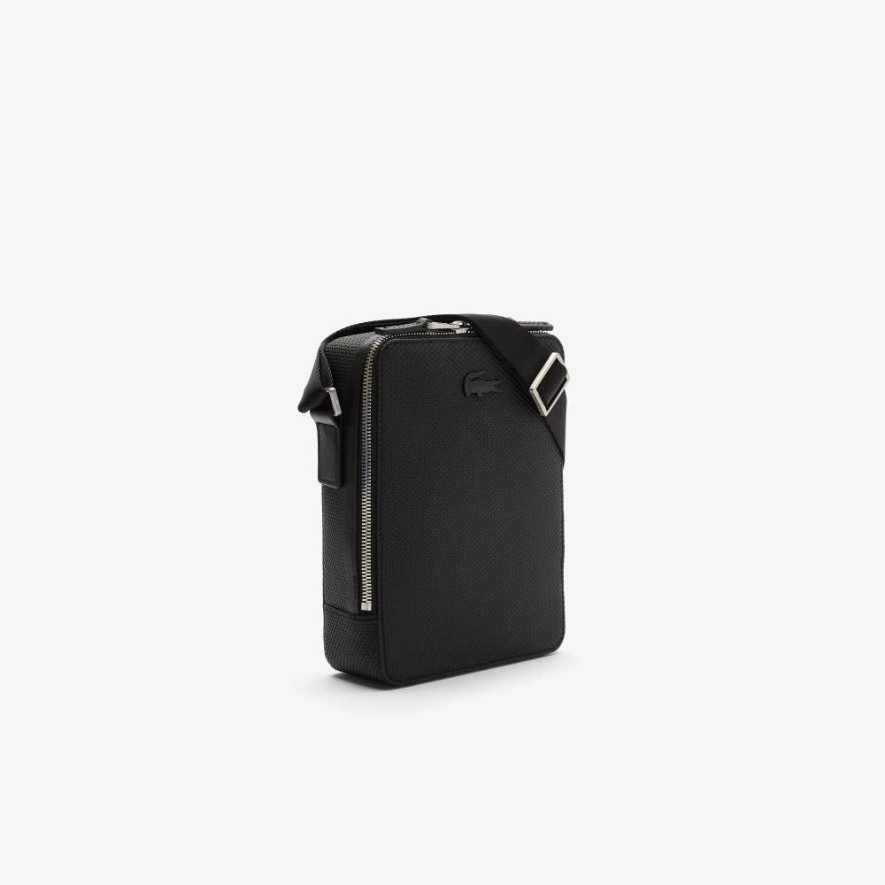 Lacoste Chantaco Matte Stitched Läder Vertical Camera Svarta | JCBXP-8719