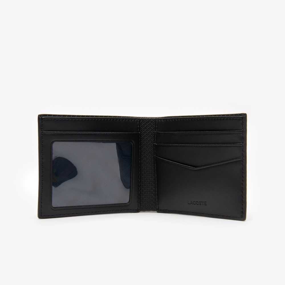 Lacoste Chantaco Pique Läder Three Card Wallet Svarta | TMANR-8709