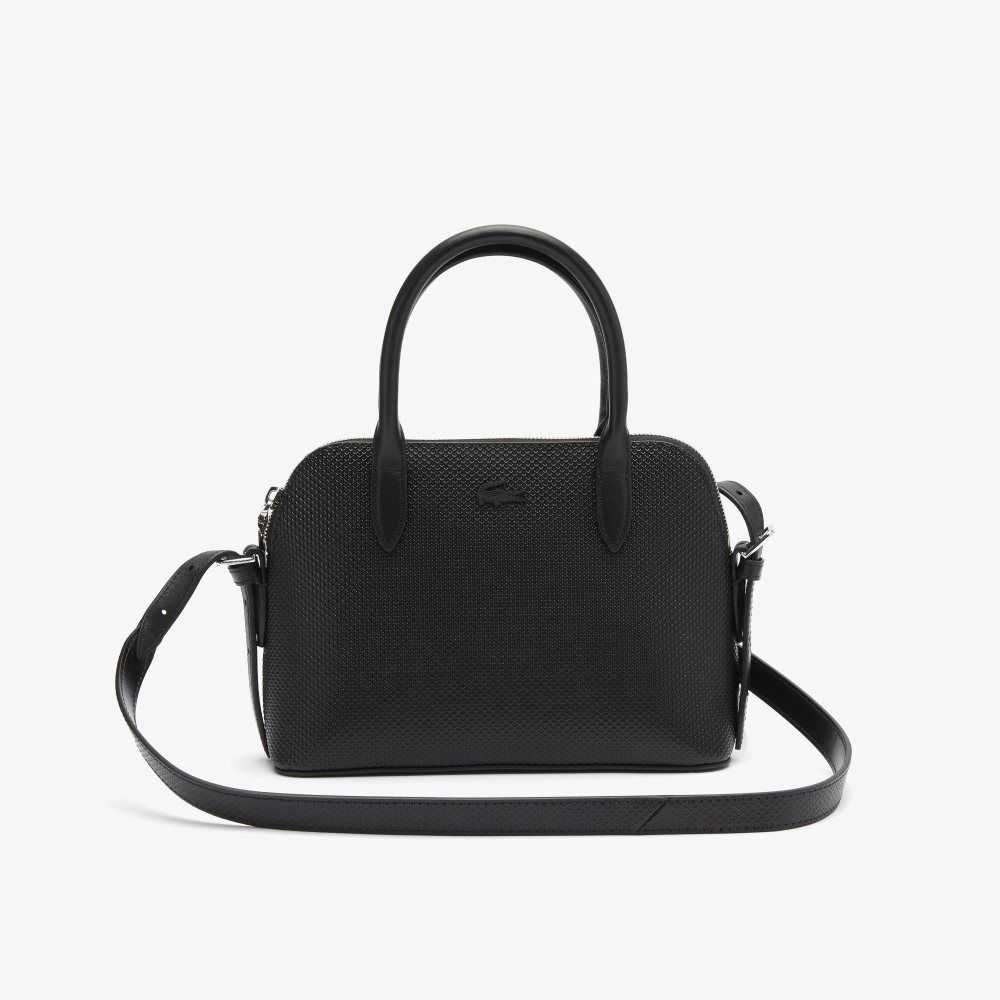 Lacoste Chantaco Pique Läder Top Handle Svarta | AIEDH-8175