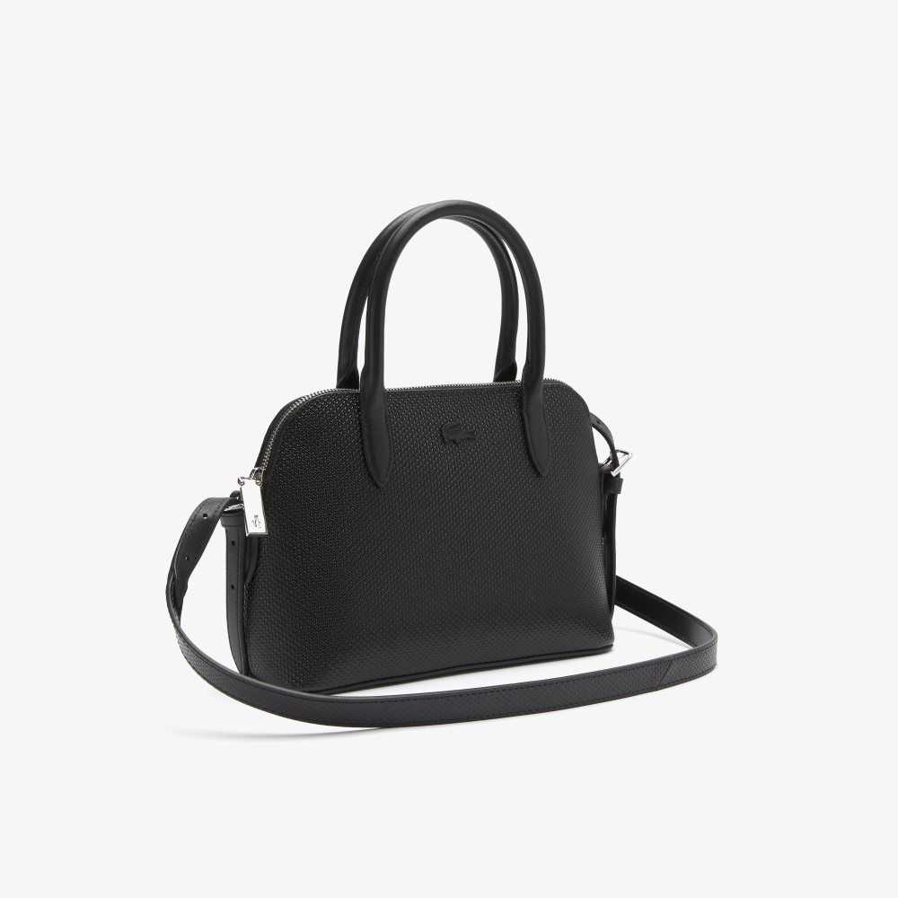 Lacoste Chantaco Pique Läder Top Handle Svarta | AIEDH-8175