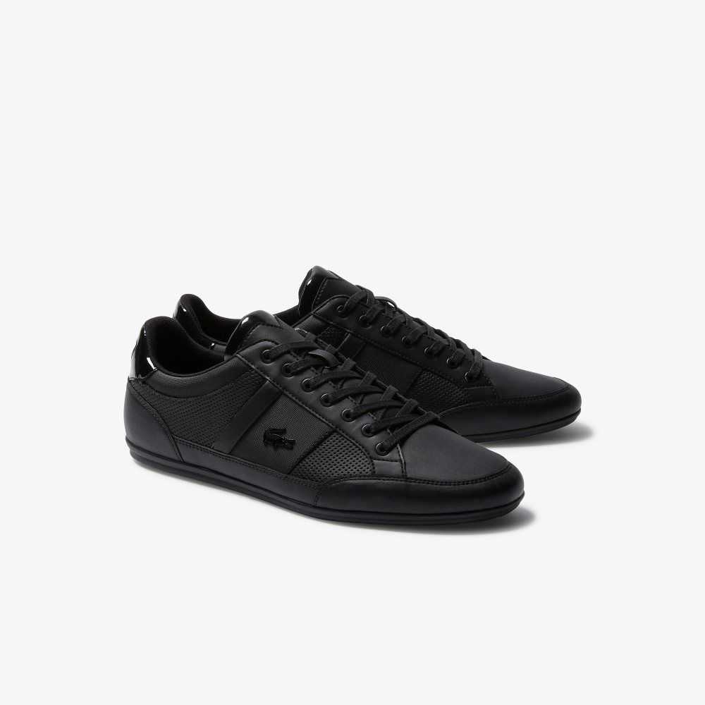 Lacoste Chaymon Perforated Läder Svarta Svarta | CUTQF-2173