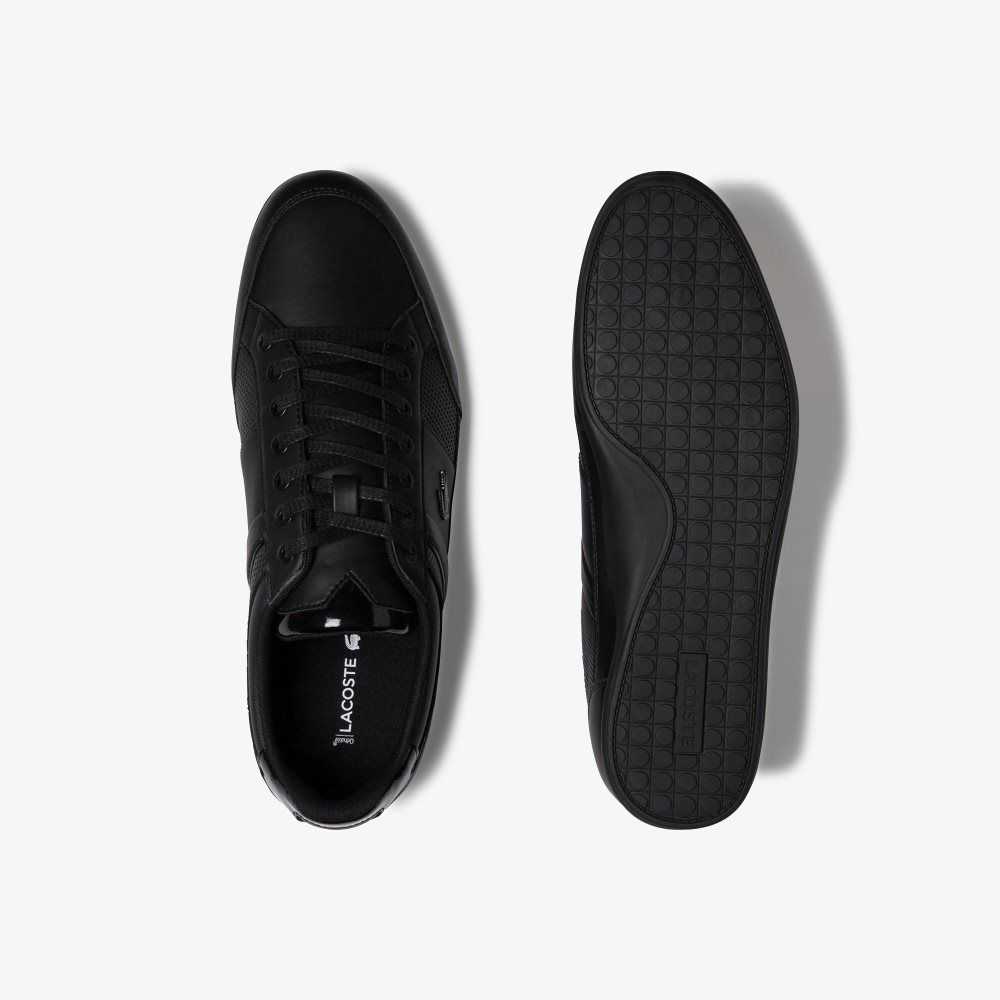 Lacoste Chaymon Perforated Läder Svarta Svarta | CUTQF-2173