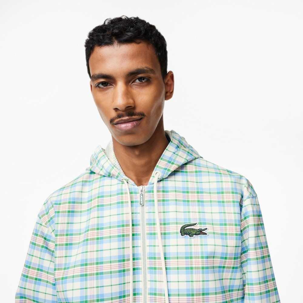 Lacoste Checked Hooded Track Vita | ACLMP-0836