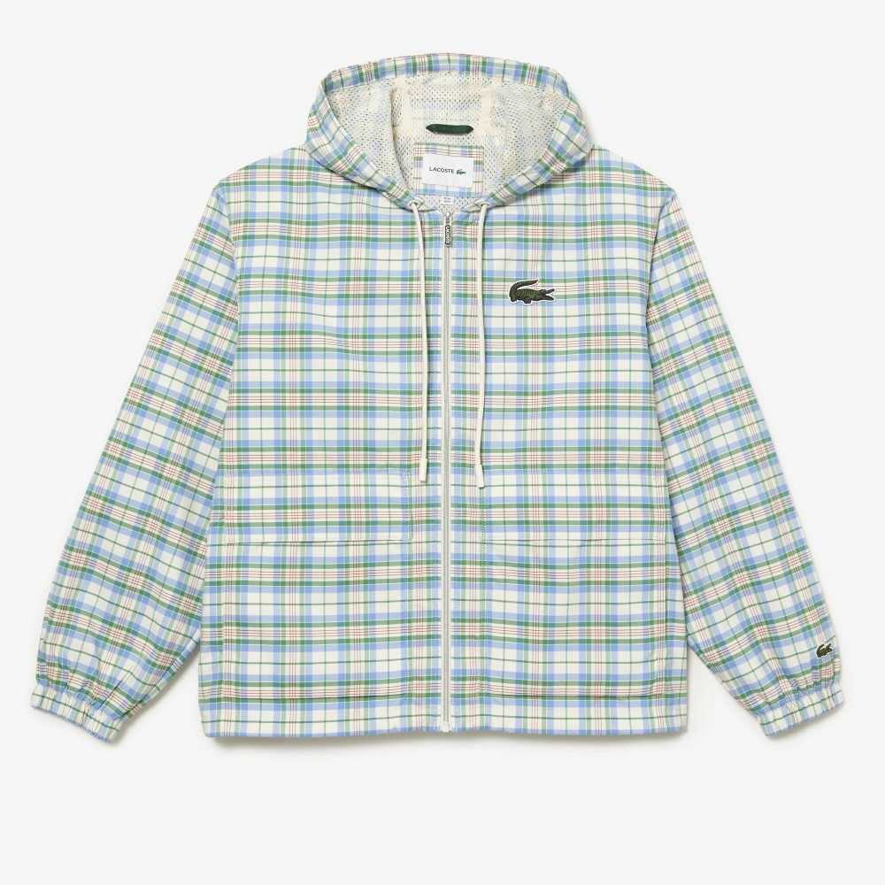 Lacoste Checked Hooded Track Vita | ACLMP-0836