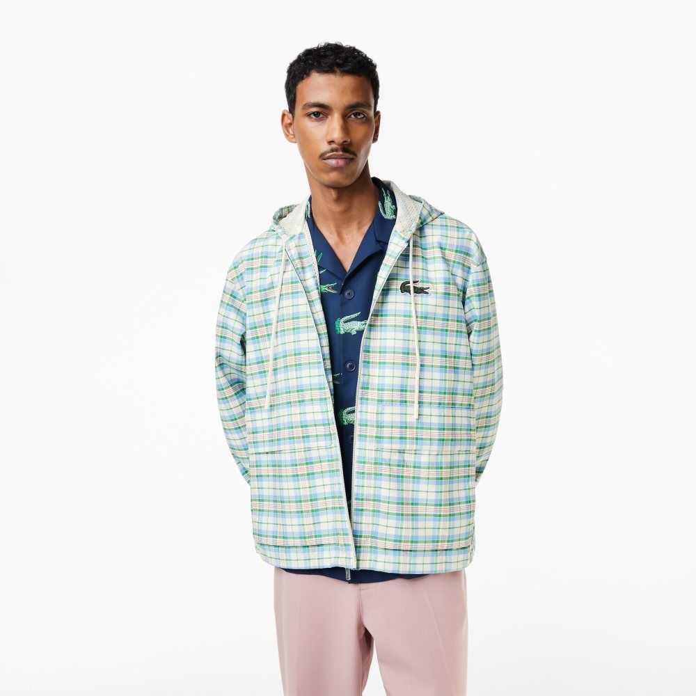 Lacoste Checked Hooded Track Vita | ACLMP-0836