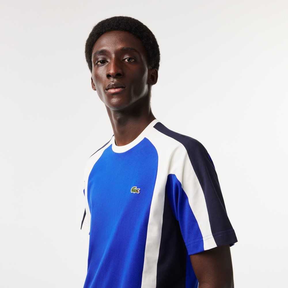 Lacoste Colorblock Bomull Jersey Blå Marinblå Blå Vita | QVUOK-1893