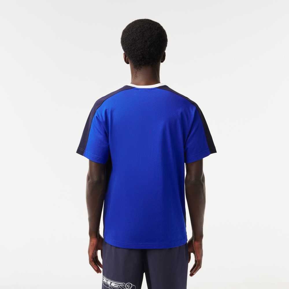 Lacoste Colorblock Bomull Jersey Blå Marinblå Blå Vita | QVUOK-1893