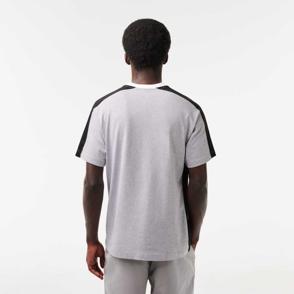 Lacoste Colorblock Bomull Jersey Grå Svarta Vita | YAIZX-4917