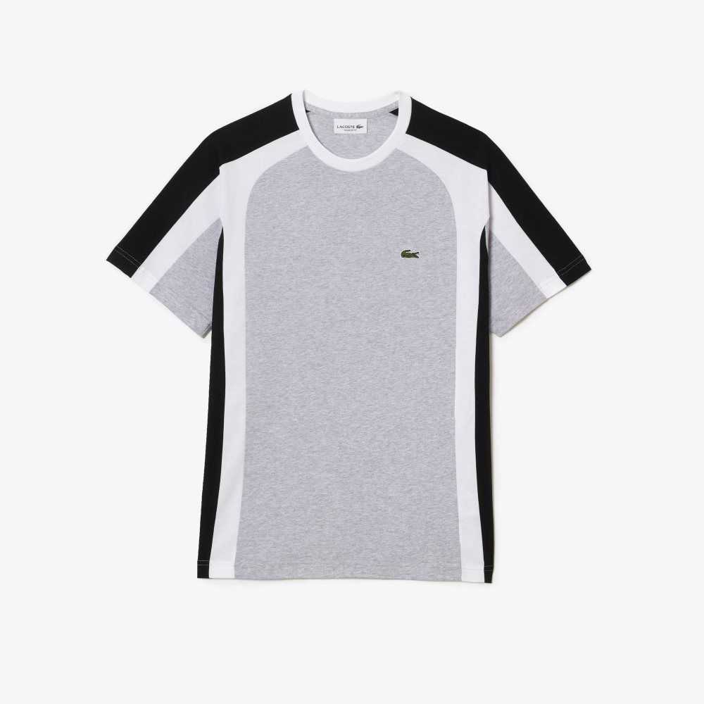 Lacoste Colorblock Bomull Jersey Grå Svarta Vita | YAIZX-4917