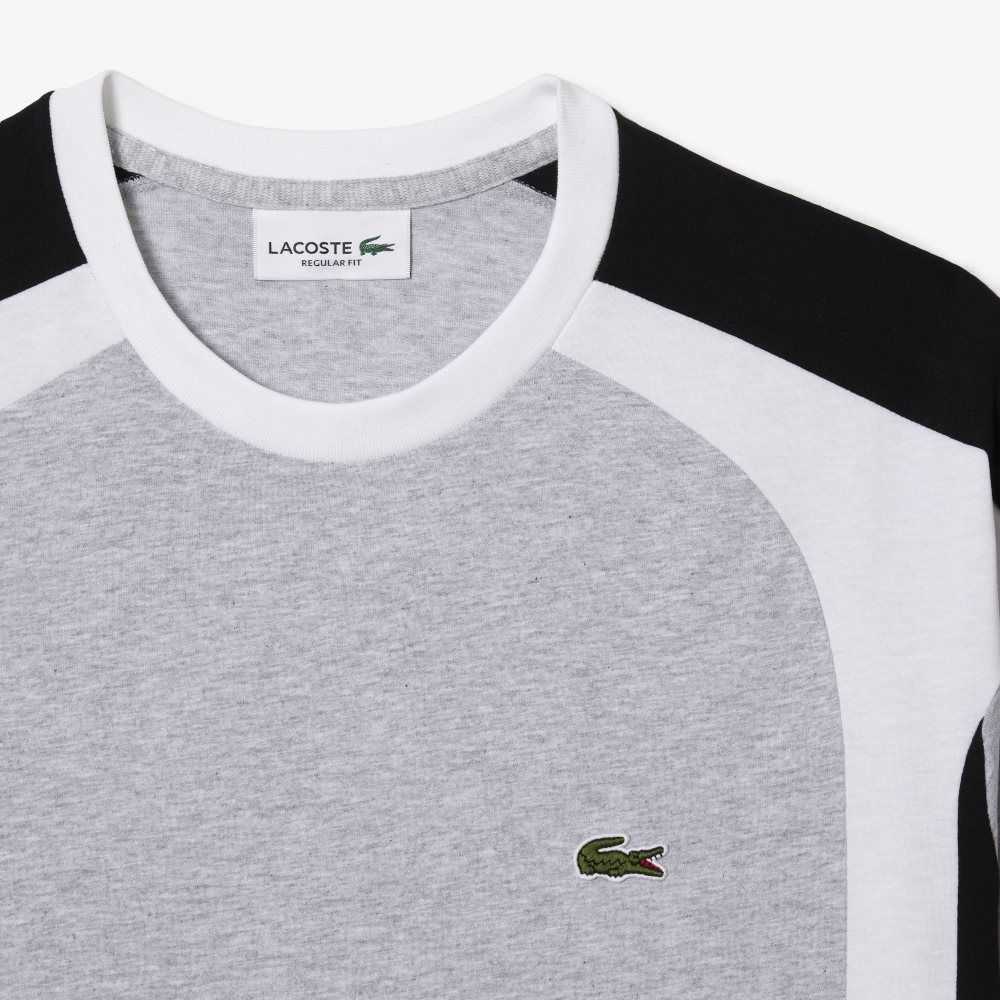 Lacoste Colorblock Bomull Jersey Grå Svarta Vita | YAIZX-4917