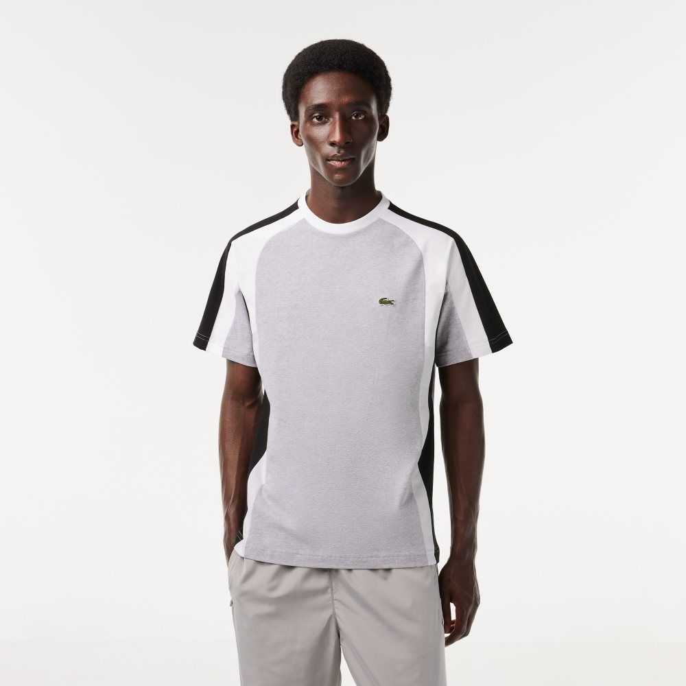 Lacoste Colorblock Bomull Jersey Grå Svarta Vita | YAIZX-4917