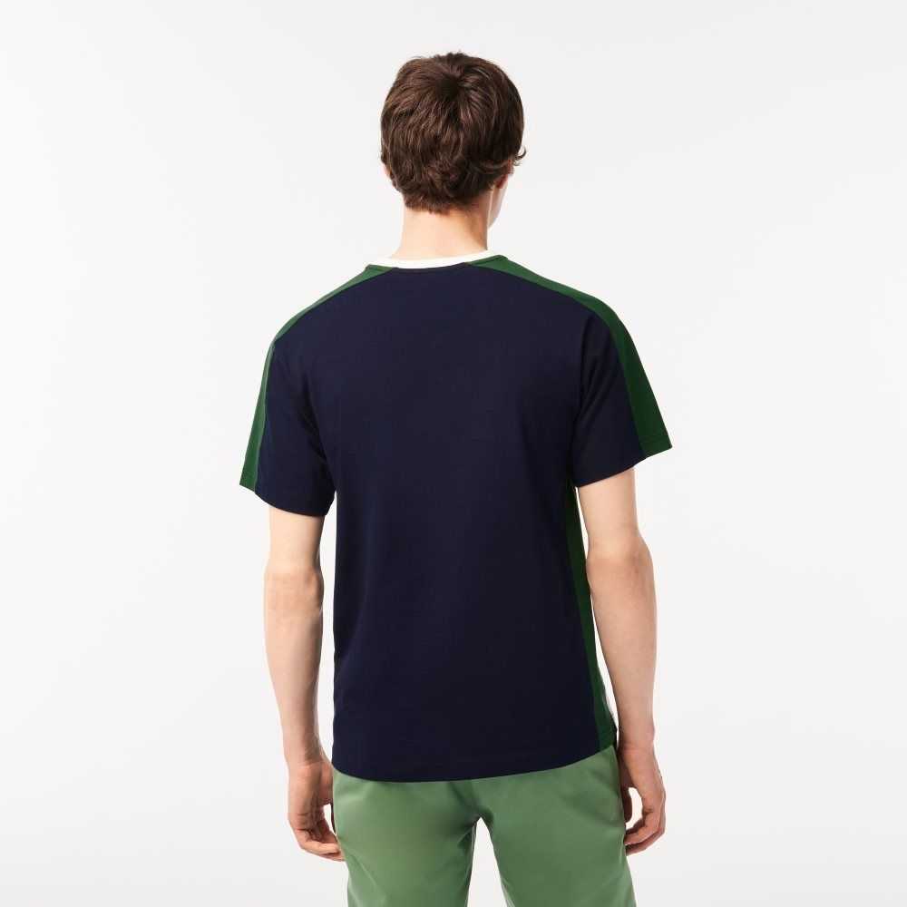 Lacoste Colorblock Bomull Jersey Marinblå Blå Gröna Vita | OPRLU-4506