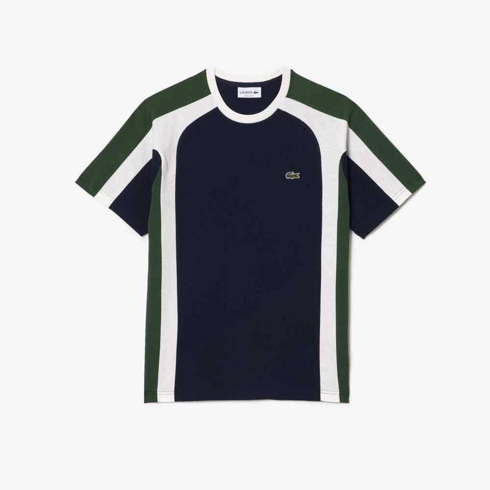 Lacoste Colorblock Bomull Jersey Marinblå Blå Gröna Vita | OPRLU-4506