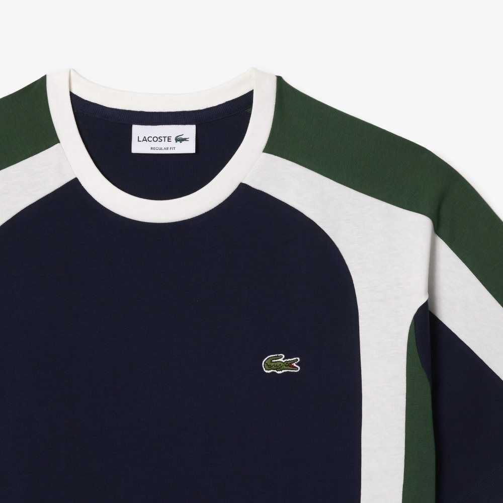 Lacoste Colorblock Bomull Jersey Marinblå Blå Gröna Vita | OPRLU-4506