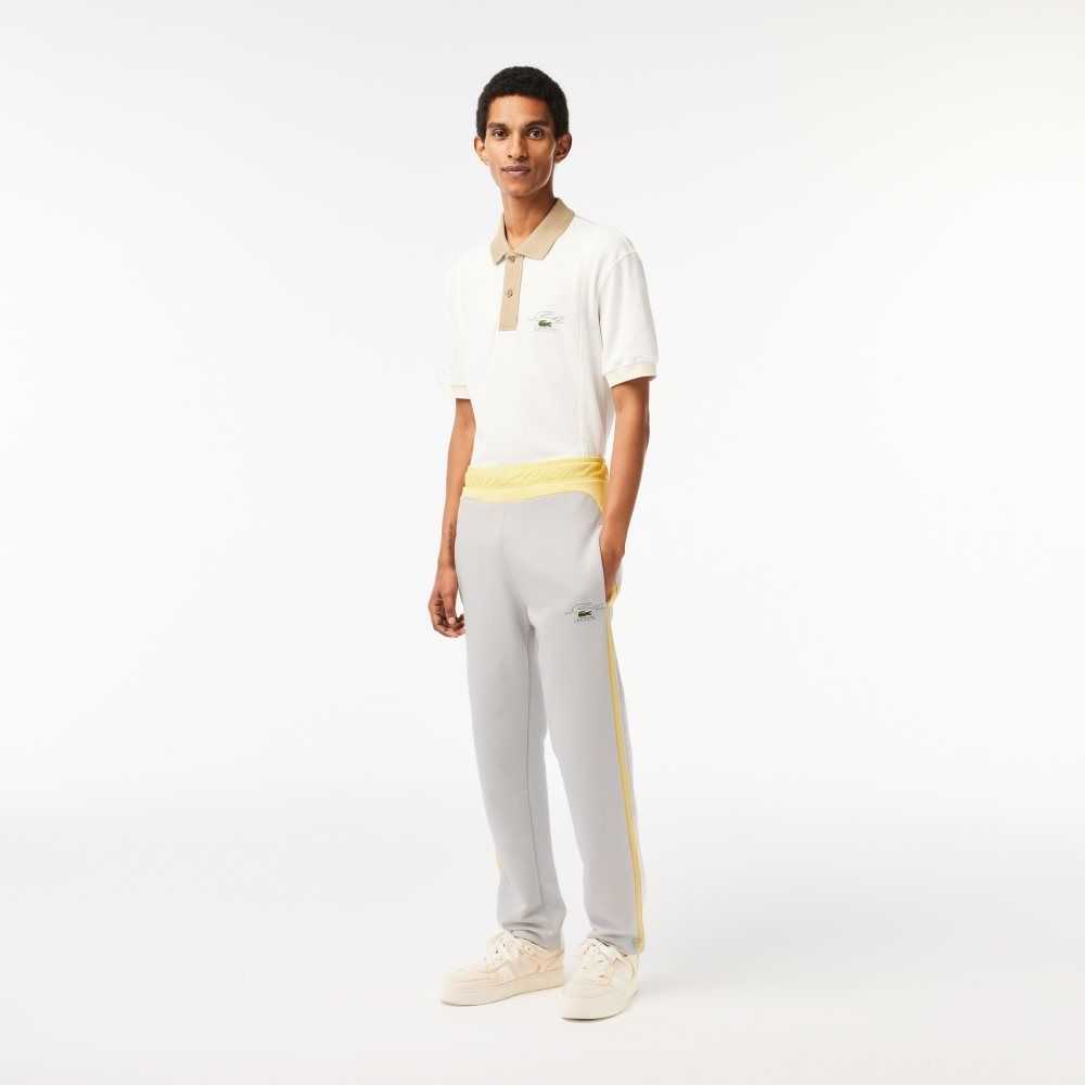 Lacoste Colorblock Organic Bomull Track Ljusgrå Gula Vita | HEQTF-7302