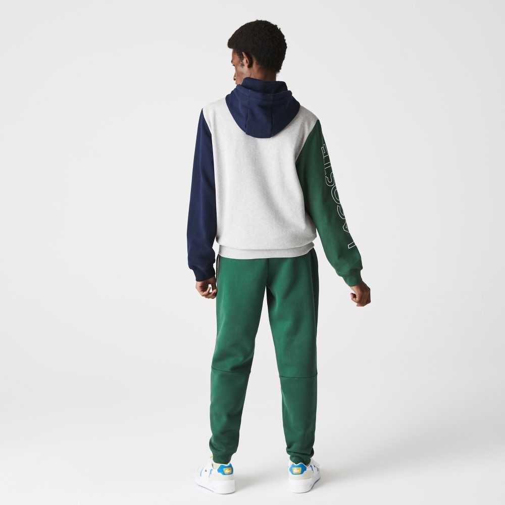 Lacoste Colorblock Zippered Fleece Hoodie Grå Gröna Marinblå Blå Blå | GOUCP-3650