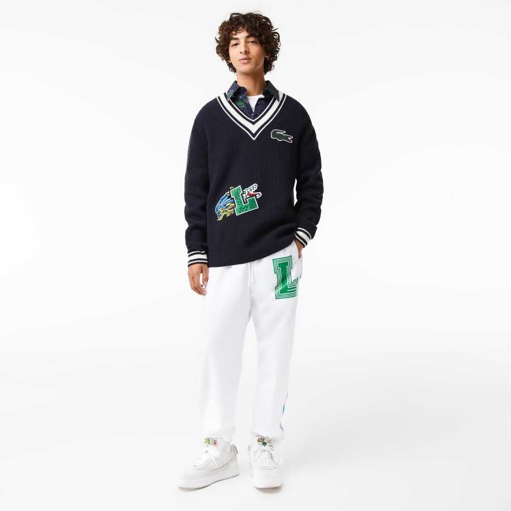 Lacoste Comic Badge Marinblå Blå Vita | KDNRV-5173