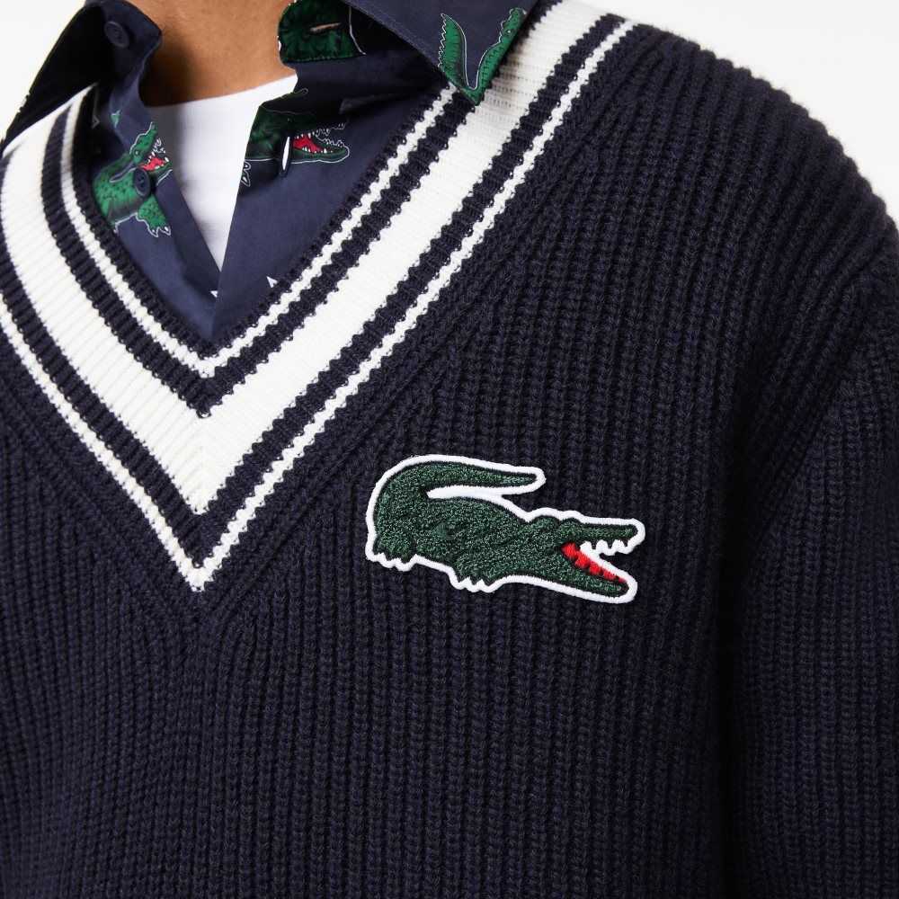 Lacoste Comic Badge Marinblå Blå Vita | KDNRV-5173