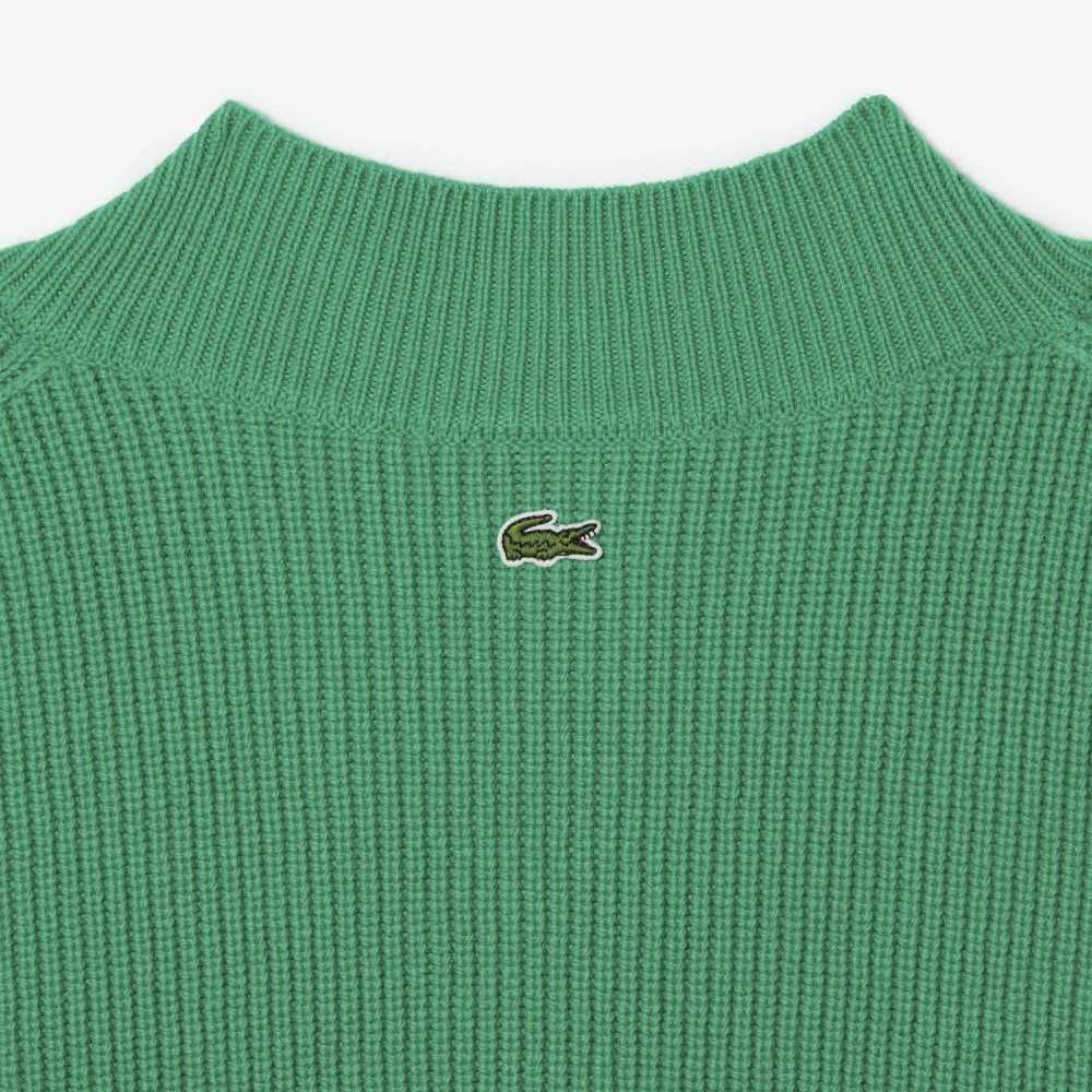 Lacoste Comic Badge V-Neck Ull Gröna | YSCIF-7046