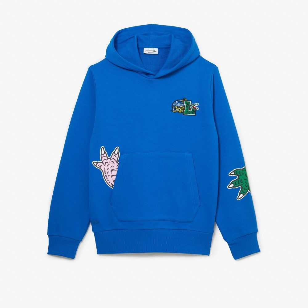 Lacoste Comic Effect Print Hooded Blå | OSPWF-7094