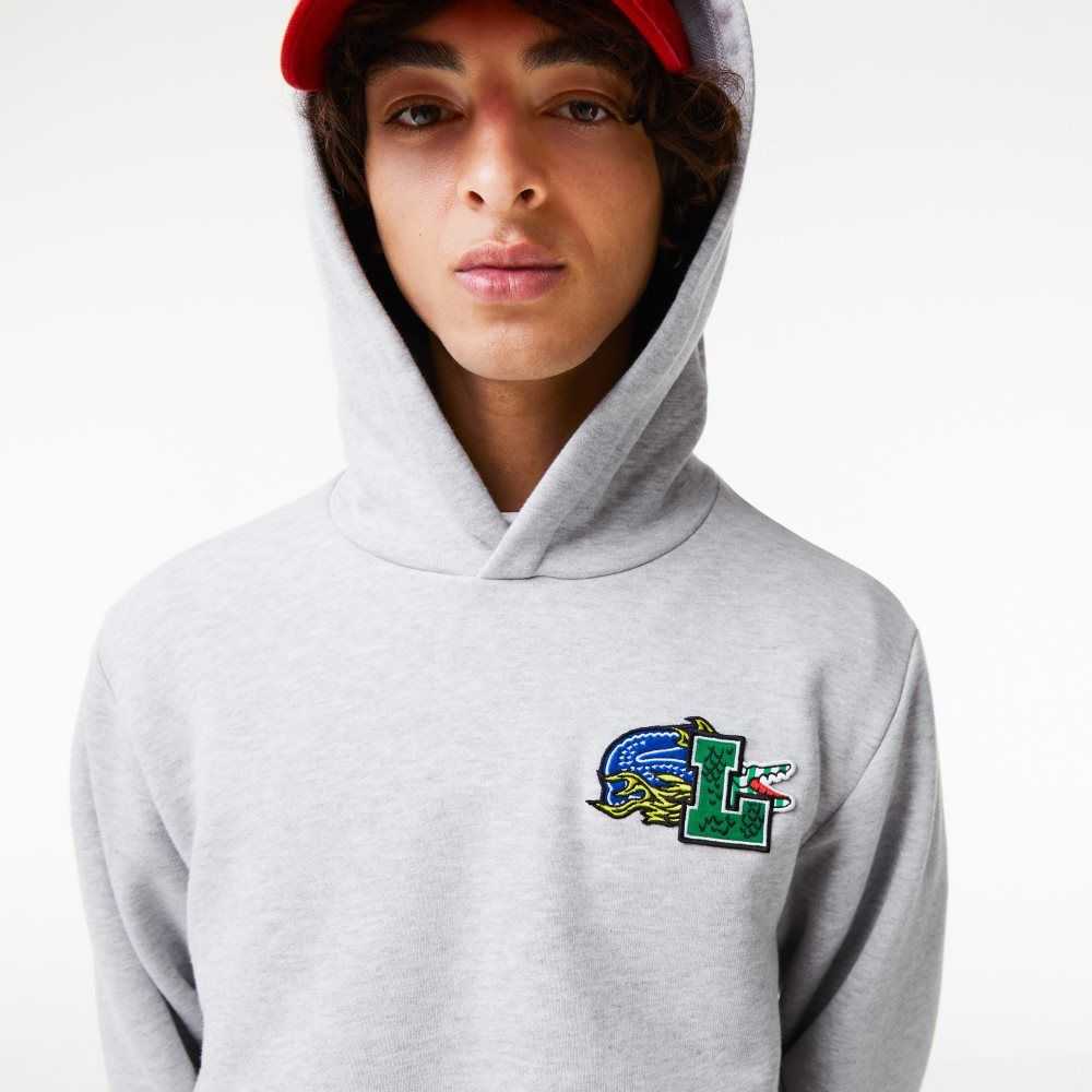 Lacoste Comic Effect Print Hooded Grå | QZUEY-5102