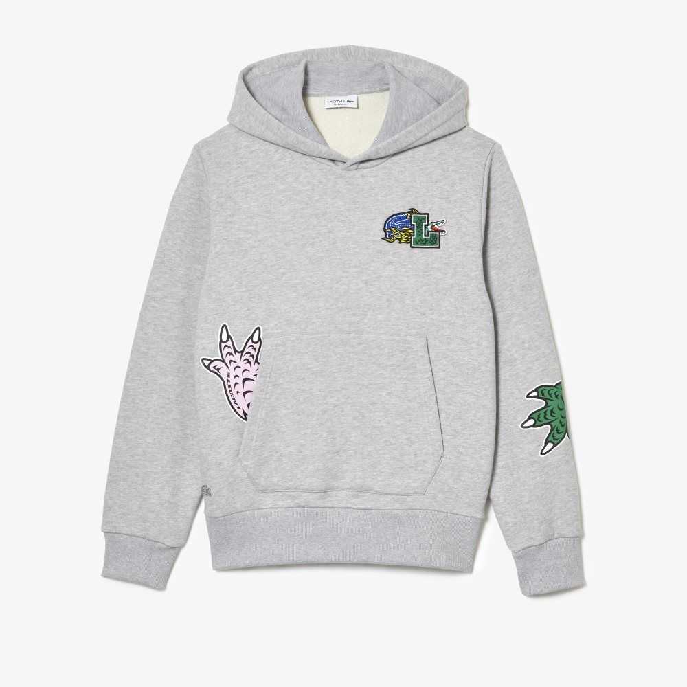 Lacoste Comic Effect Print Hooded Grå | QZUEY-5102