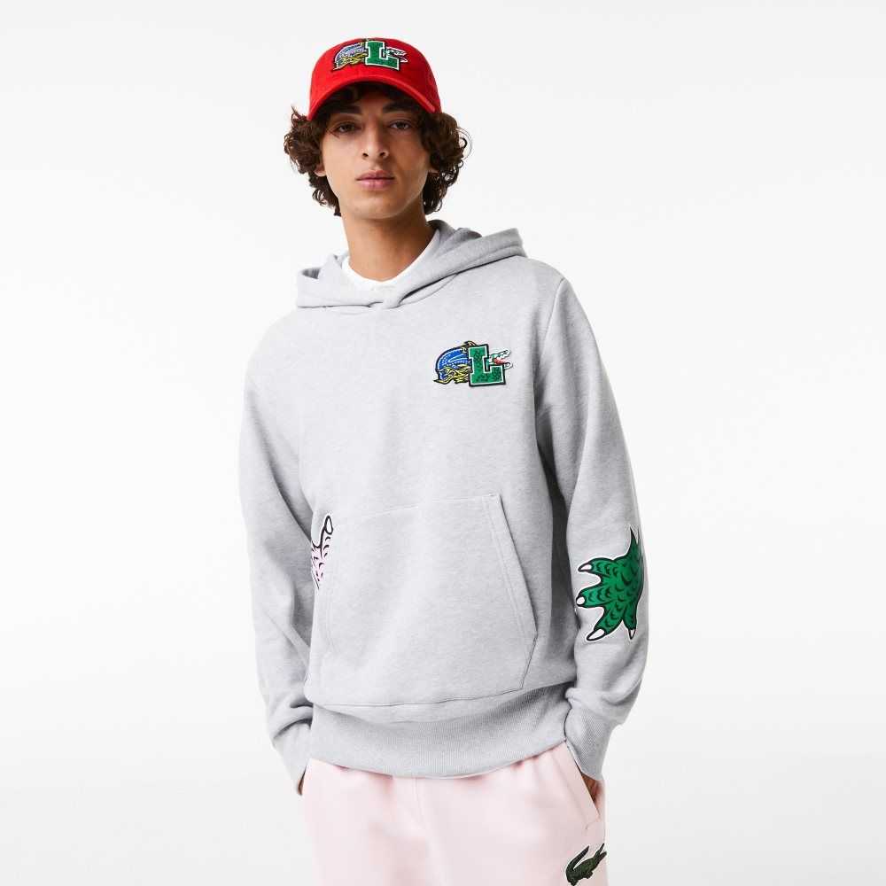 Lacoste Comic Effect Print Hooded Grå | QZUEY-5102