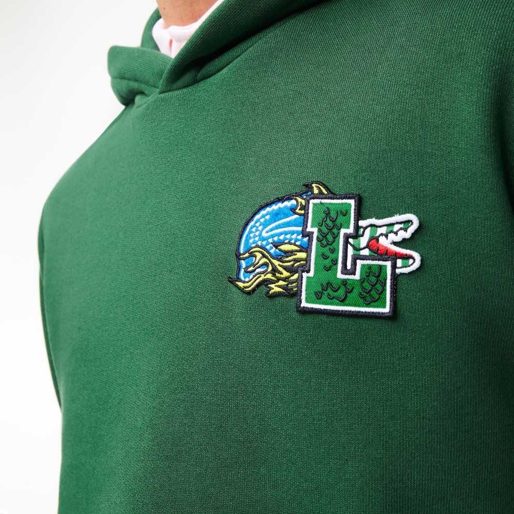 Lacoste Comic Effect Print Hooded Gröna | BVRJK-7439