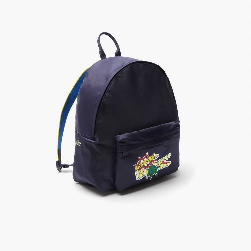 Lacoste Comic Print Backpack Blå | OYRPE-4180