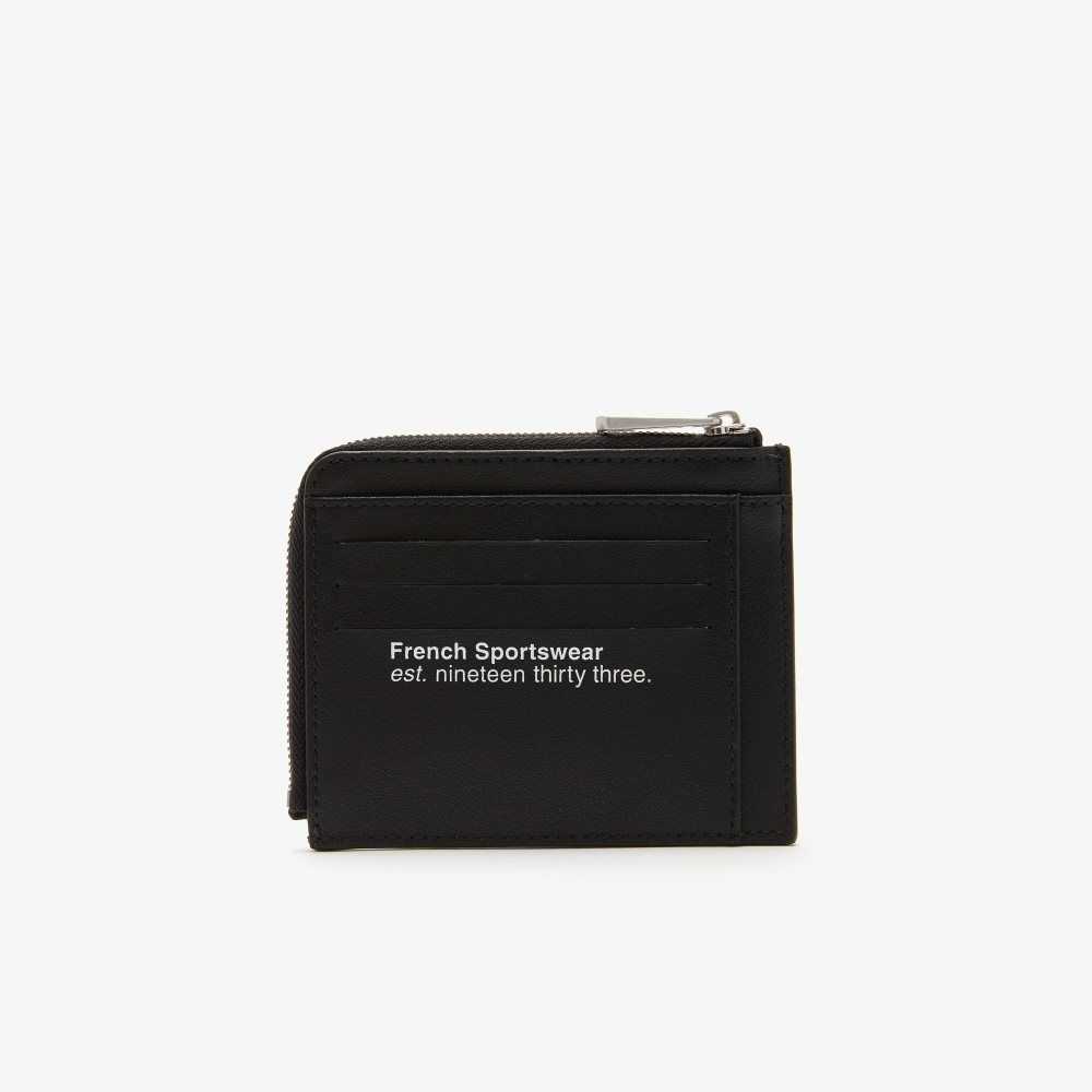 Lacoste Contrast Inscription Zip Card Holder Svarta | DIOGS-2083