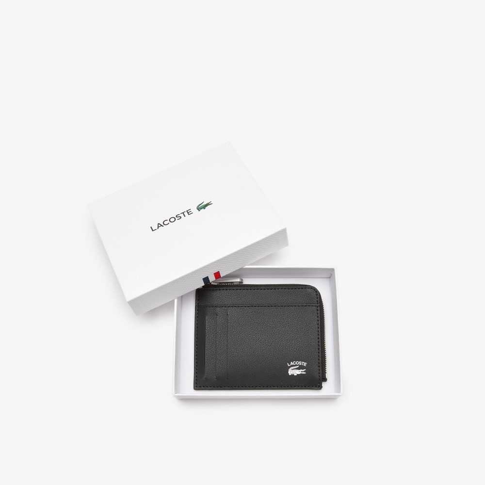 Lacoste Contrast Inscription Zip Card Holder Svarta | DIOGS-2083