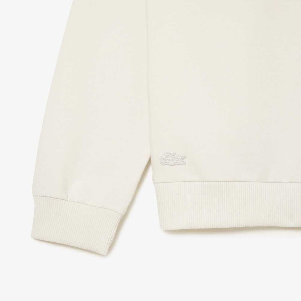 Lacoste Contrast Logo Print Fleece Sweatshirt Beige | JZTYR-0475