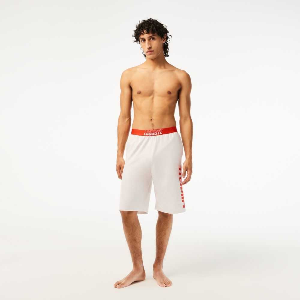 Lacoste Contrast Logo Waistband Shorts Beige | DWSGQ-6092