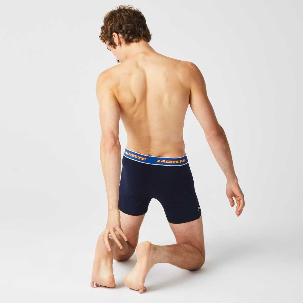 Lacoste Contrast Midja Boxer Brief 3-Pack Marinblå Blå Röda Vita Blå | CARBS-2571