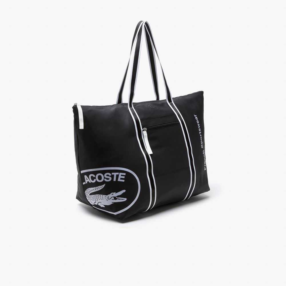 Lacoste Contrast Print Collapsible Weekend Svarta Vita | QTZSH-2609