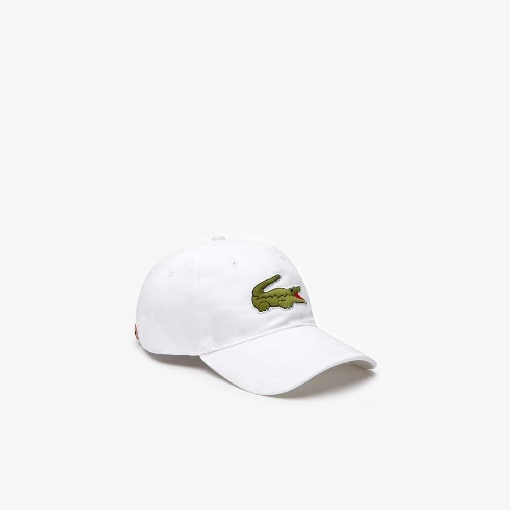 Lacoste Contrast Rem And Oversized Crocodile Bomull Vita | FXARJ-1506