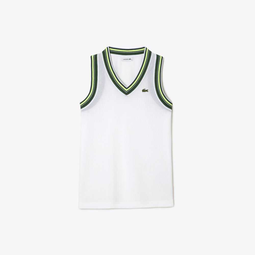 Lacoste Contrast V Neck Tank Vita | GIDUC-4085