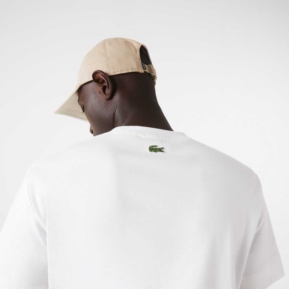 Lacoste Crew Neck 3D Printed logo Bomull Vita | TBMLW-2807