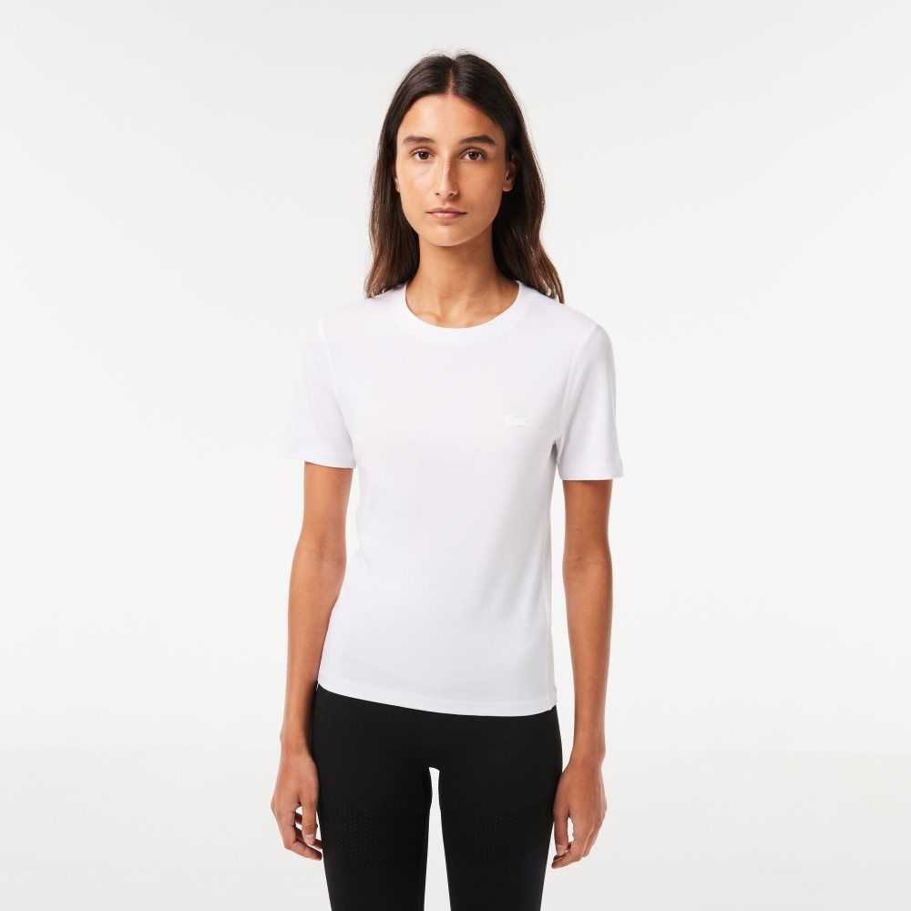 Lacoste Crew Neck Bomull Blend T-Shirt Vita | RCMAN-2145